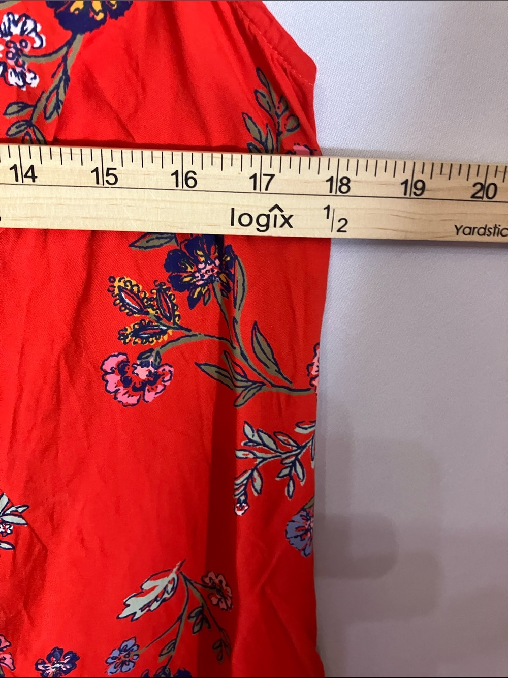 Old Navy Coral Red Floral Dress - Picture 6 of 9